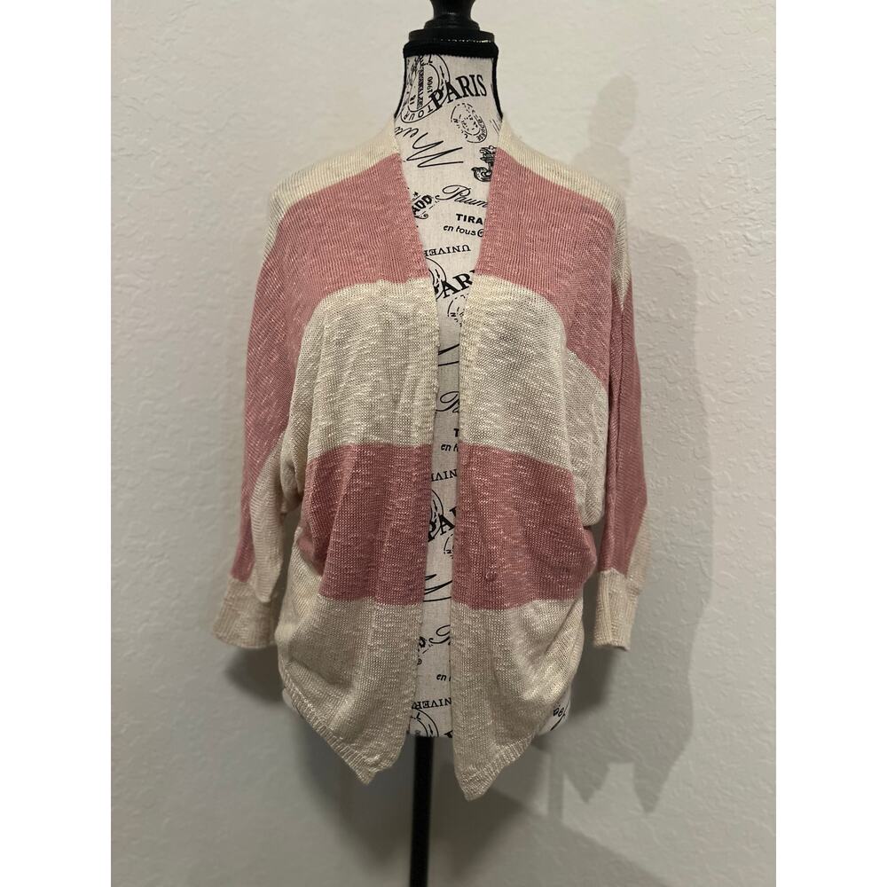 Charming Charlie Cardigan Color Block Open Front Batwing Sleeve Size Small